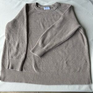 Old Navy Tan Crewneck Sweater with Ribbed Knit